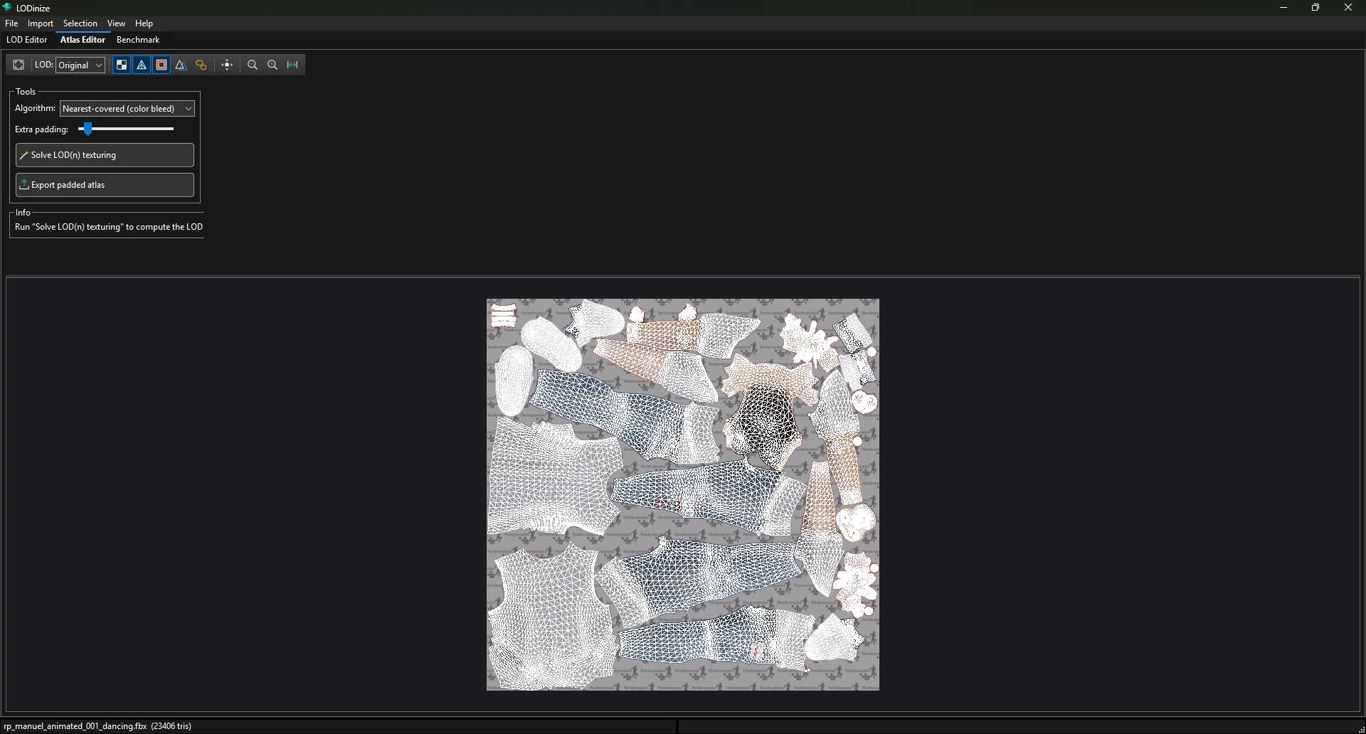 Atlas Editor showing the full UV layout