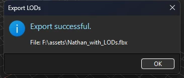 Export successful message