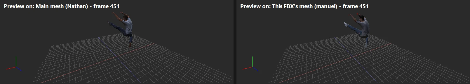 Same animation frame on two characters