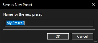 Save as New Preset dialog