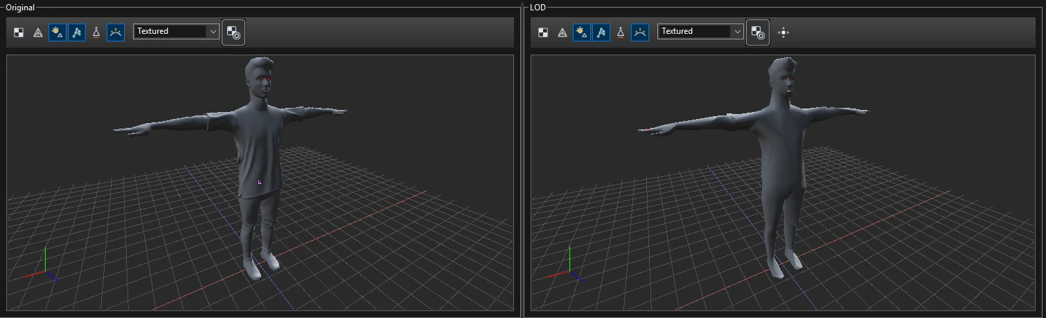 Original mesh and LOD 4 side by side